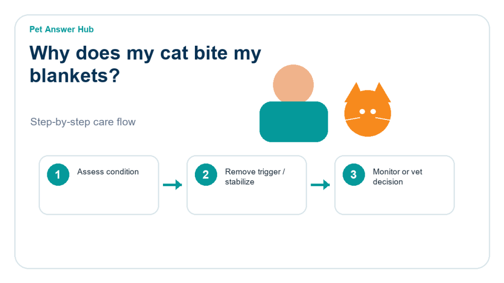why does my cat bite my blankets care action flow