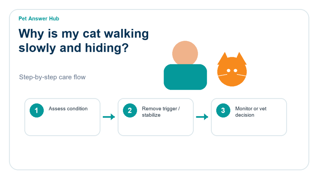why is my cat walking slowly and hiding cat care action flow